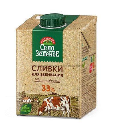 Сливки для взбивания 33% "Село Зеленое" 0,500 л.