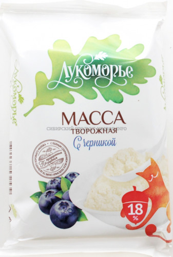 Масса творожная с черникой Лукоморье м.д.ж. 18 % 0,18 кг*8