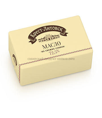 Масло сладкосливочное несоленое "Крестьянское" Брест-Литовское 72,5 %  высший сорт 180 гр