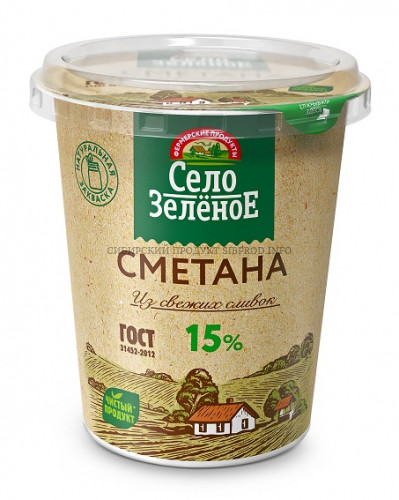 Сметана 15% "Село зеленое" 0,300 г