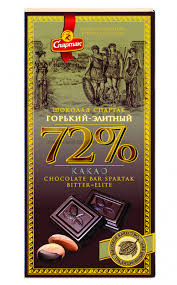 Шоколад Горький-Элитный 72% 90 гр. пенал/Спартак