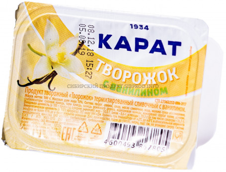 Продукт творожный "Творожок" термизированный сливочный с ванилином 10% 100 гр.