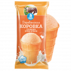 "Деревенская коровка" мороженое пломбир крем-брюле  18% в вафельном стаканчике