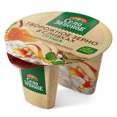 Творожное зерно в сливках Груша СелоЗеленое 5% Пл/ст 100+30 г