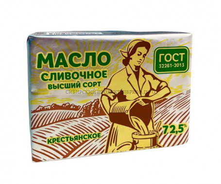 Масло сливочное "Крестьянское"ТМ"Крестьянка" 72.5 %  180 гр.