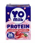 Коктейль молочный ультрапастеризованный 1,5% с высоким содержанием белка со вкусом клубника ТМ ЮМИЛК ПРОТЕИН 200 мл