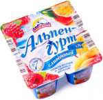 Йогурт Сливочный со вкусом малины, персика маракуйя 4,5% "Альпенгурт" 0,100 г