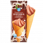 "Деревенская коровка" мороженое пломбир шоколадный 12% в сахарном рожке 