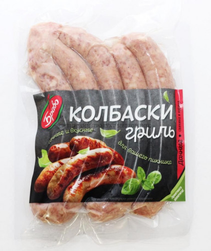 Колбаски гриль Дачные (свинина и курица) замороженные "Браво" 300 гр.