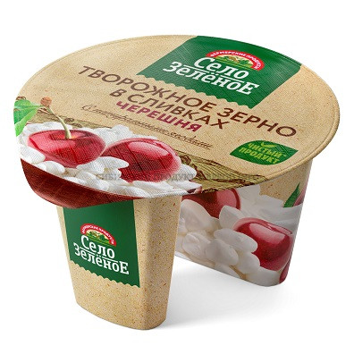 Творожное зерно в сливках Черешня СелоЗеленое 5% Пл/ст 100+30 г