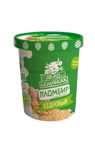 Мороженое "Дело в сливках" пломбир, 12% на кедровом молочке с кедровыми орешками в картонном ведерке. 410 гр