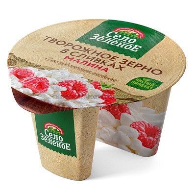 Творожное зерно в сливках Малина СелоЗеленое 5% Пл/ст 100+30 г