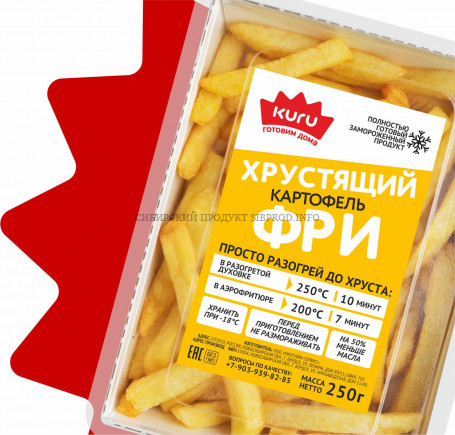 Картофель фри обжаренный KURU, замороженный, 250 г